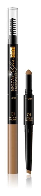 

Точный карандаш для бровей 3-в-1 Eveline Cosmetics Brow Styler, оттенок 01 Medium Brown 1,2 г