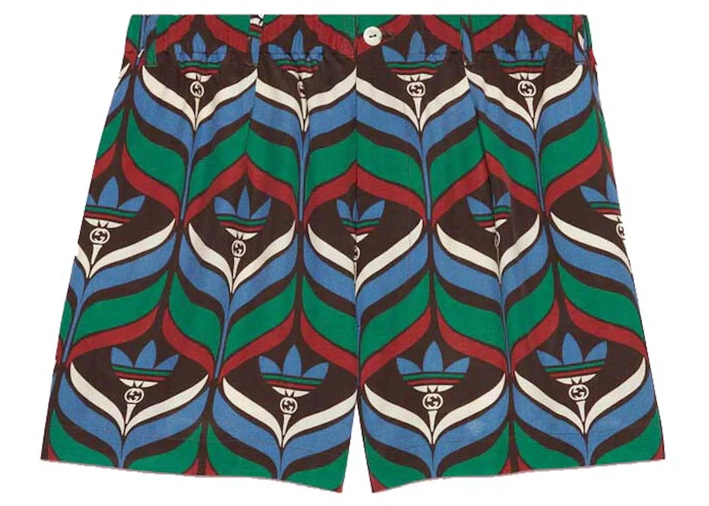 Мужские шорты с принтом Trefoil Gucci, Brown/Green