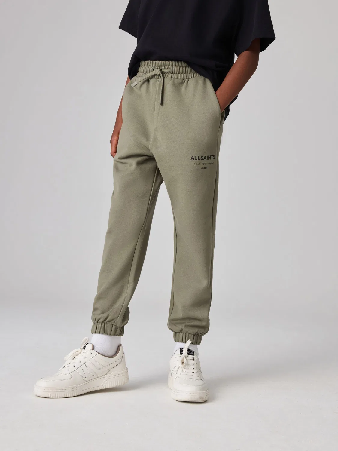 Джоггеры Underground Straight Cuffed Cotton, All Saints, хаки-зеленый