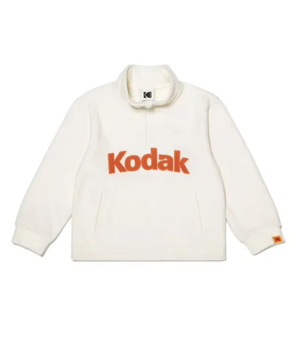 Флисовая толстовка с логотипом, полузастежка, Kodak Kids, слоновая кость