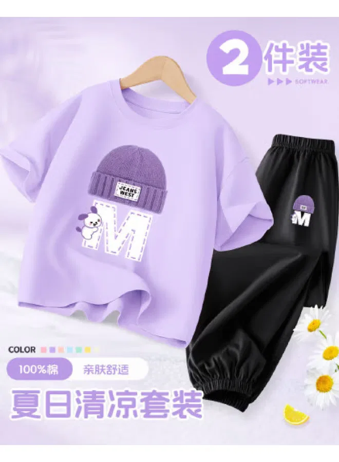 Комплект из футболки и штанов с коротким рукавом для девочек Jeanswest, фиолетовый