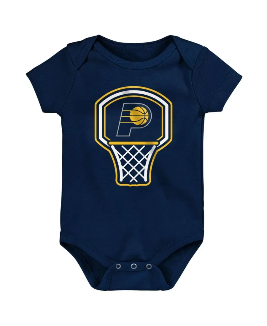 Комплект из 3 боди с коротким рукавом, с принтом Indiana Pacers Outerstuff, Navy, Gold — фото 2
