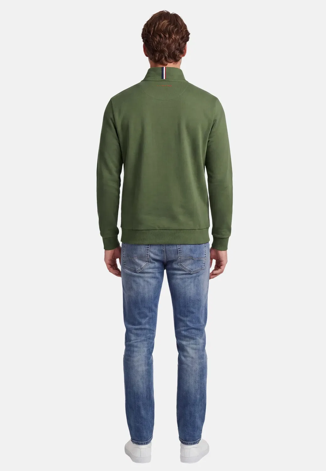 Мужской пуловер с половиной застежкой-молнией P017 U.S. Polo Assn., Olive — фото 3