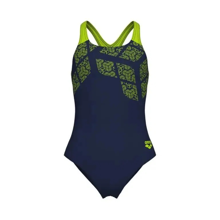 Детский слитный купальник для девочек Kikko Swimsuit Swim Pro Back Arena, Dunkelblau / Gelb — фото 2
