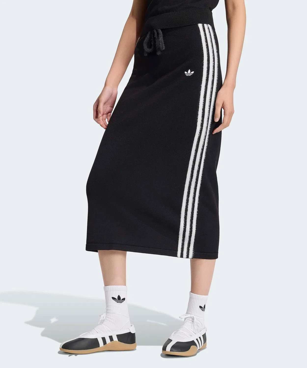 Женская юбка-миди из трикотажа с принтом Adidas ORI KNITTED SKIRT CT352, Black — фото 4