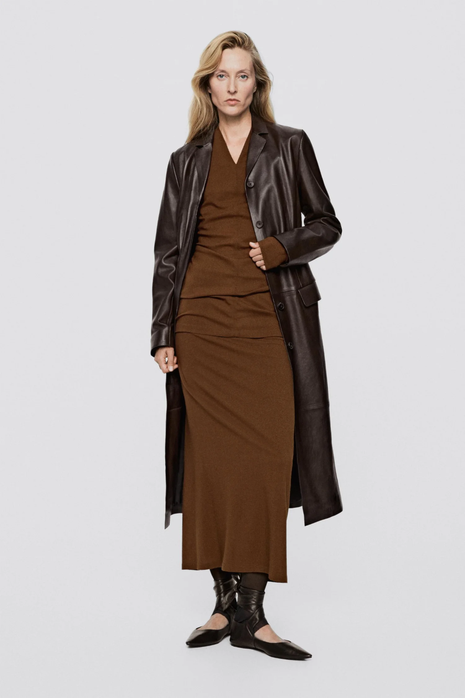 Юбка-миди Massimo Dutti Stretch Wool Blend - Limited Edition, табачно-коричневый — фото 2