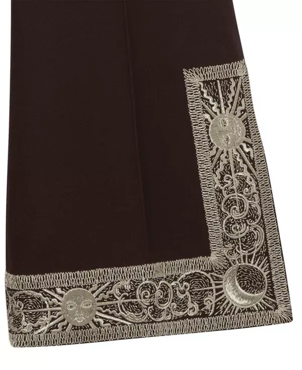 Женские брюки с вышивкой модель Cropped Embroidered Wool Silk Flared Trousers Burberry, Charred Brown — фото 4