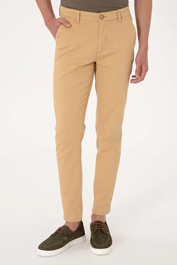 Мужские брюки из текстиля Узкий крой U.S. Polo Assn., Camel — фото 2
