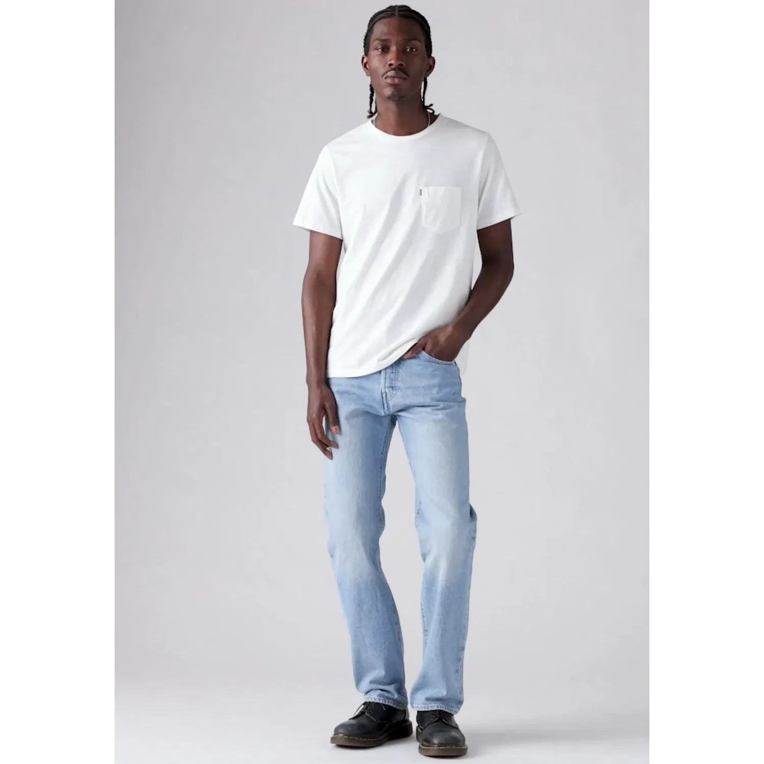 Мужская классическая футболка с нагрудным карманом Levi's, Gray — фото 3