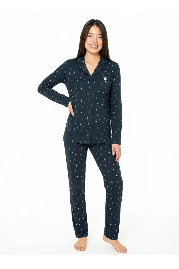 Женская пижама из хлопка с принтом U.S. Polo Assn., Navy Blue