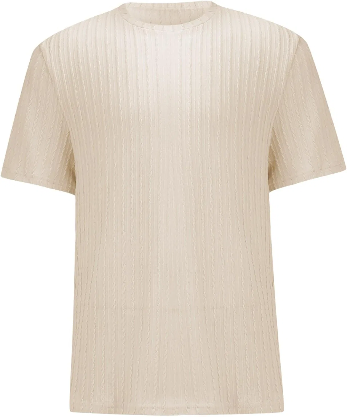 Мужская футболка свободного кроя с текстурой, Beige — фото 4