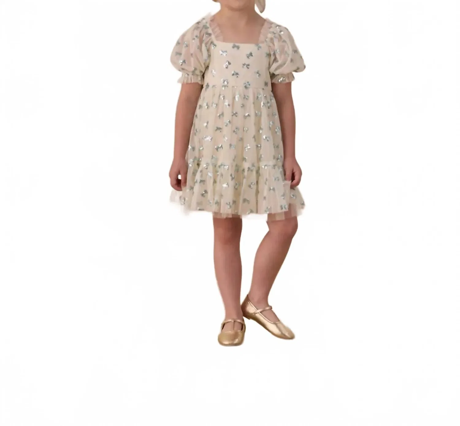Детское платье для девочек с пышными рукавами Louella Dress NORALEE, Bows — фото 2