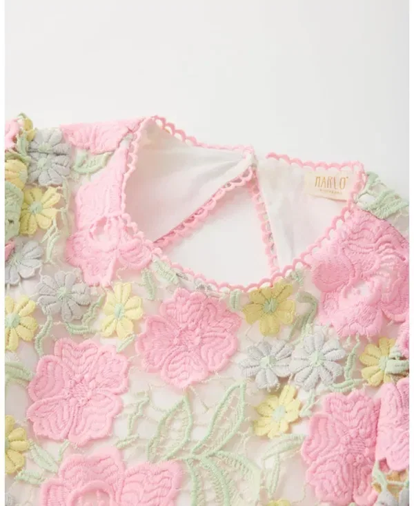 Детское платье для девочек с длинным рукавом Estella Embroidered Marlo Kids, Floral — фото 3