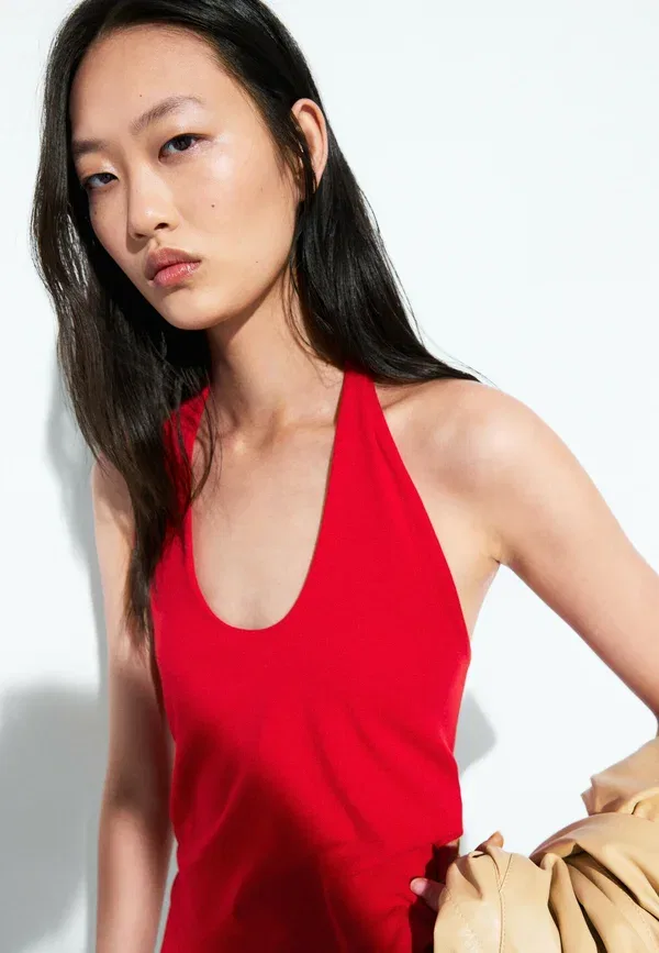 Топ без спинки Plain Massimo Dutti, red, красный — фото 3