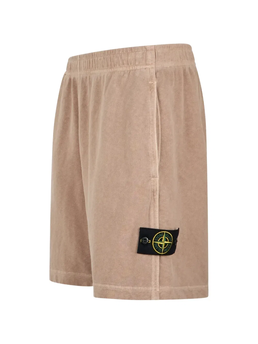 Шорты с эластичным поясом и нашивкой-логотипом Stone Island, бежевый