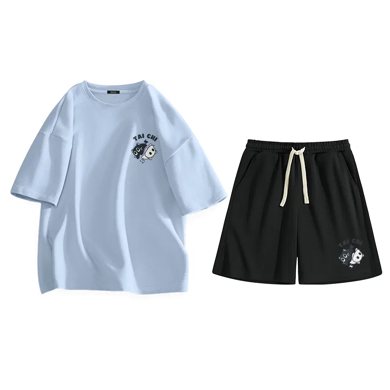 Спортивный костюм детский Glacier Blue (B Tai Chi Cat Chest Logo) + Black (B Tai Chi Cat Pants Front Left Logo), MINISO, Glacier Blue