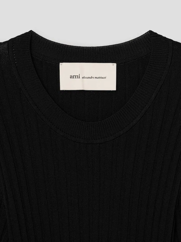 Платье миди с годе, Noir AMI PARIS, Black — фото 3