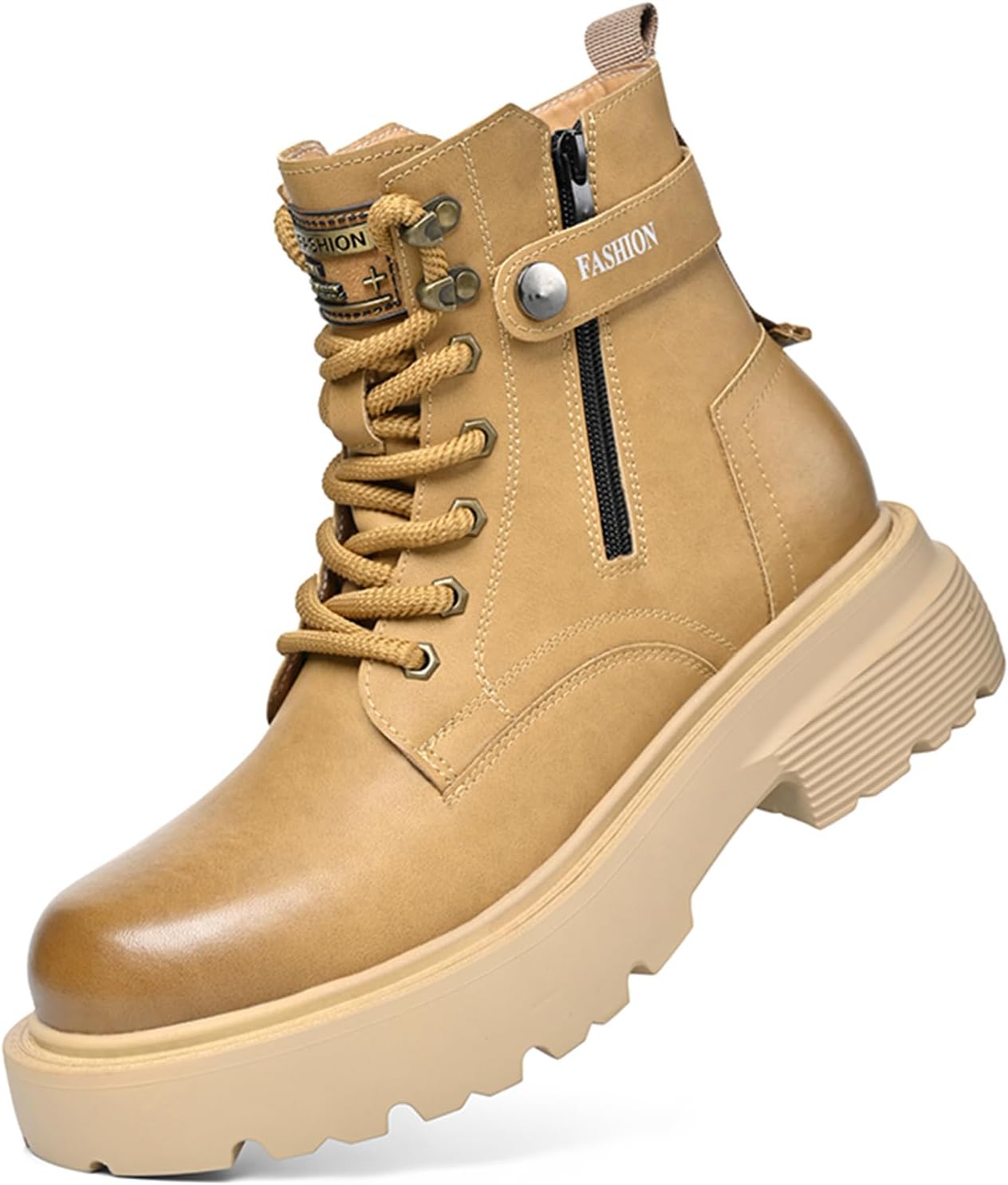 

Мужские ботинки TIXEWSJH из натуральной кожи на платформе с массивным каблуком, шнуровкой, боковой молнией и круглым носком, с подошвой Lug для работы на открытом воздухе, пеших прогулок, вождения, путешествий и кемпинга, хаки