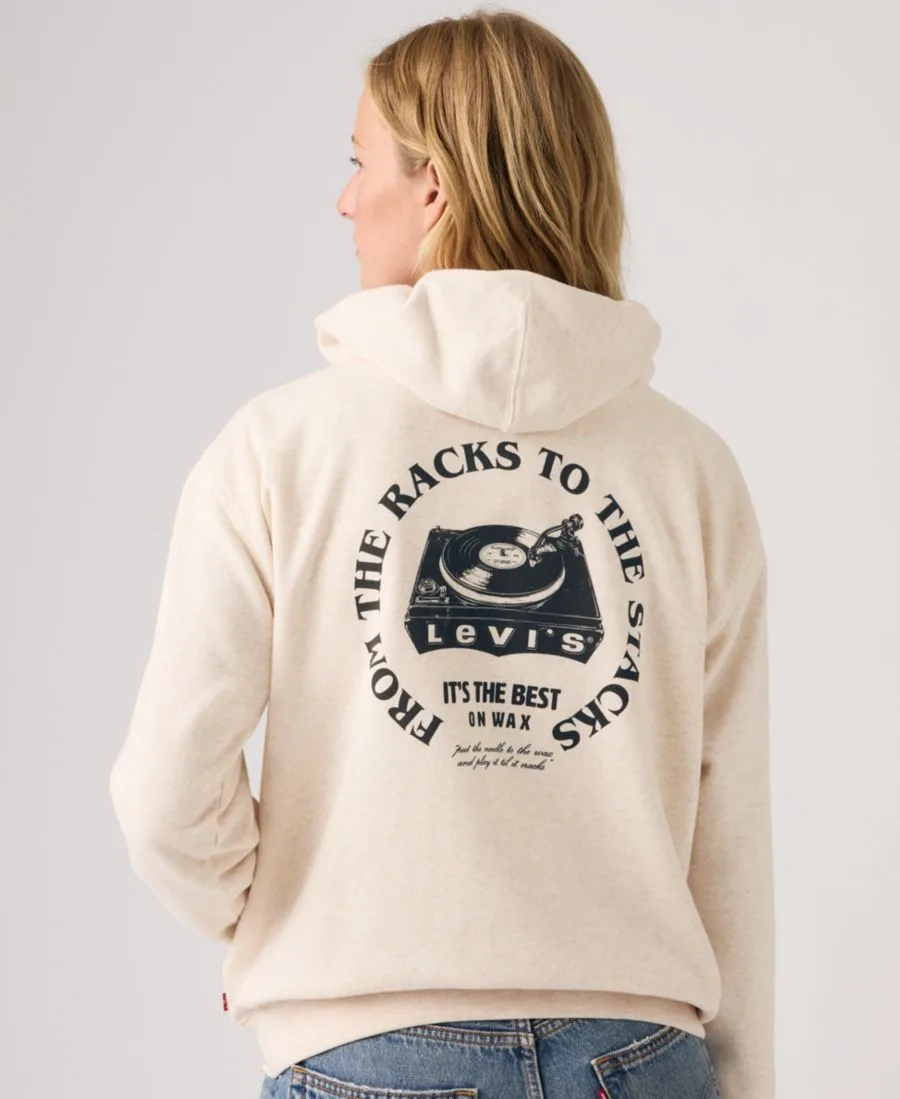 Женская повседневная толстовка на молнии с графическим принтом Levi's, batwing turntable oatmeal heather серый — фото 3