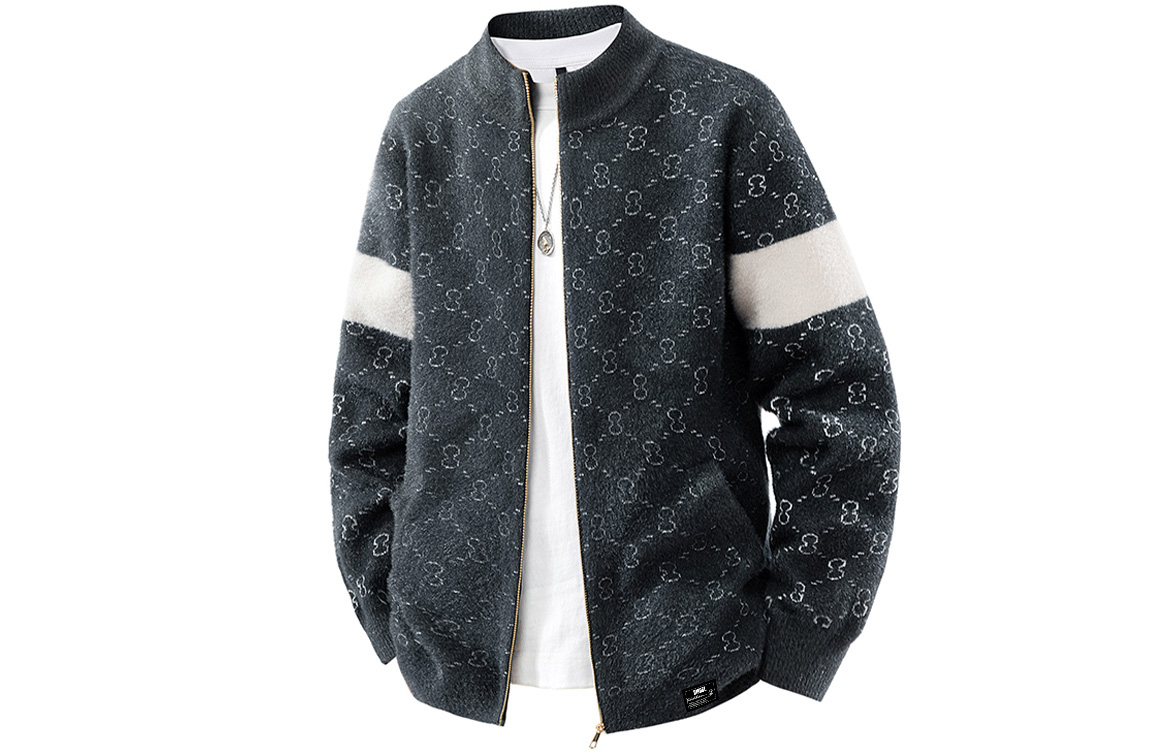 

Кардиган Unisex Stand Collar Moderate ZIAREL, medium серый[removable logo]