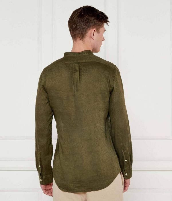 Льняная рубашка Slim fit Polo Ralph Lauren, серый — фото 3