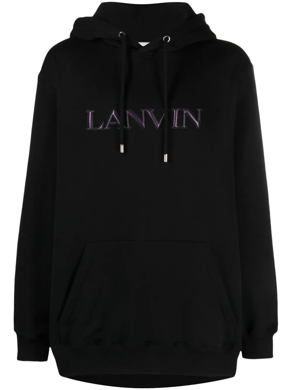 

Хлопковая толстовка с капюшоном и логотипом Lanvin, черный