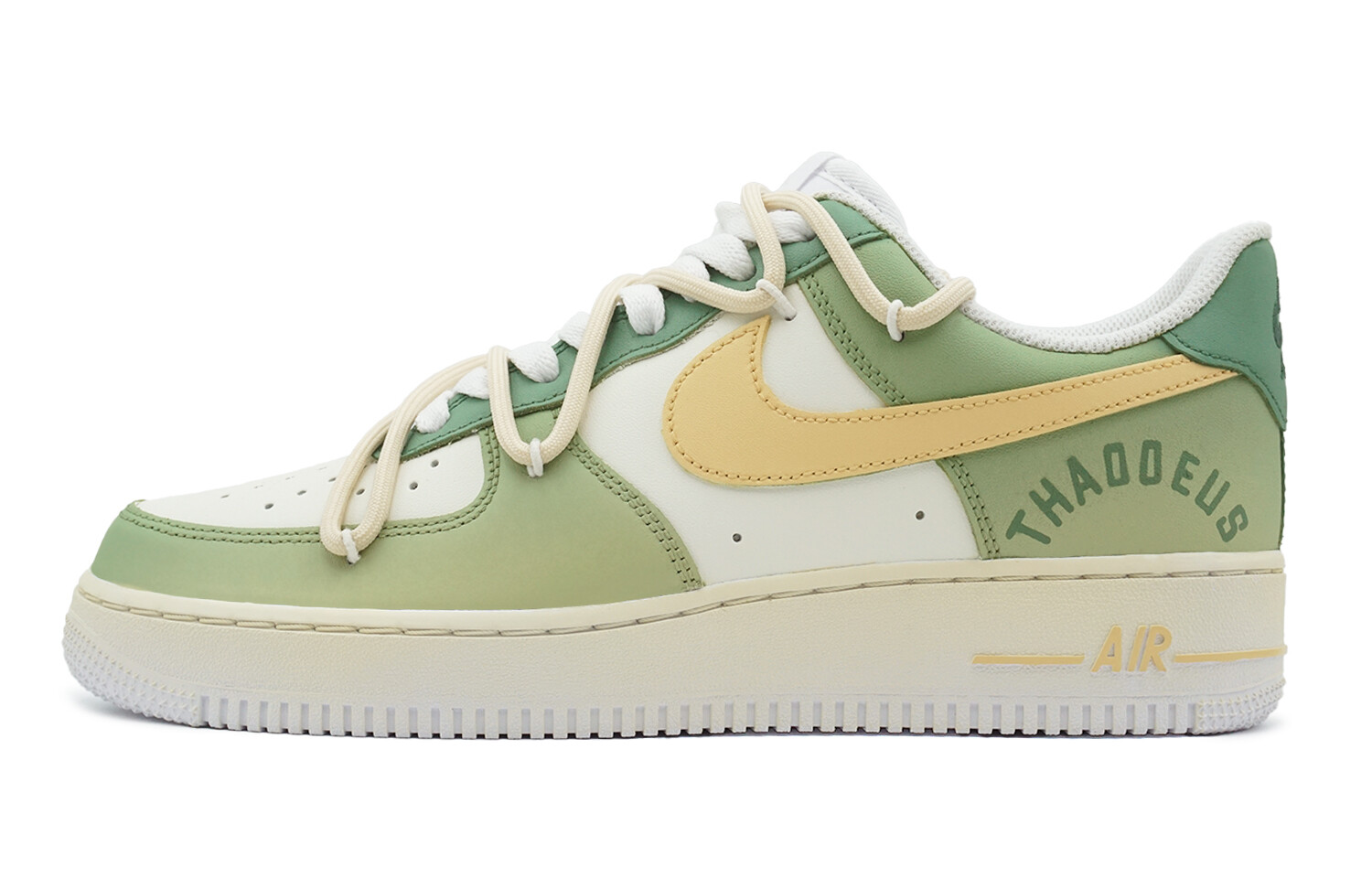 

Кроссовки Nike Air Force 1 Skateboarding Shoes Women's Low-top Green/White, желтый