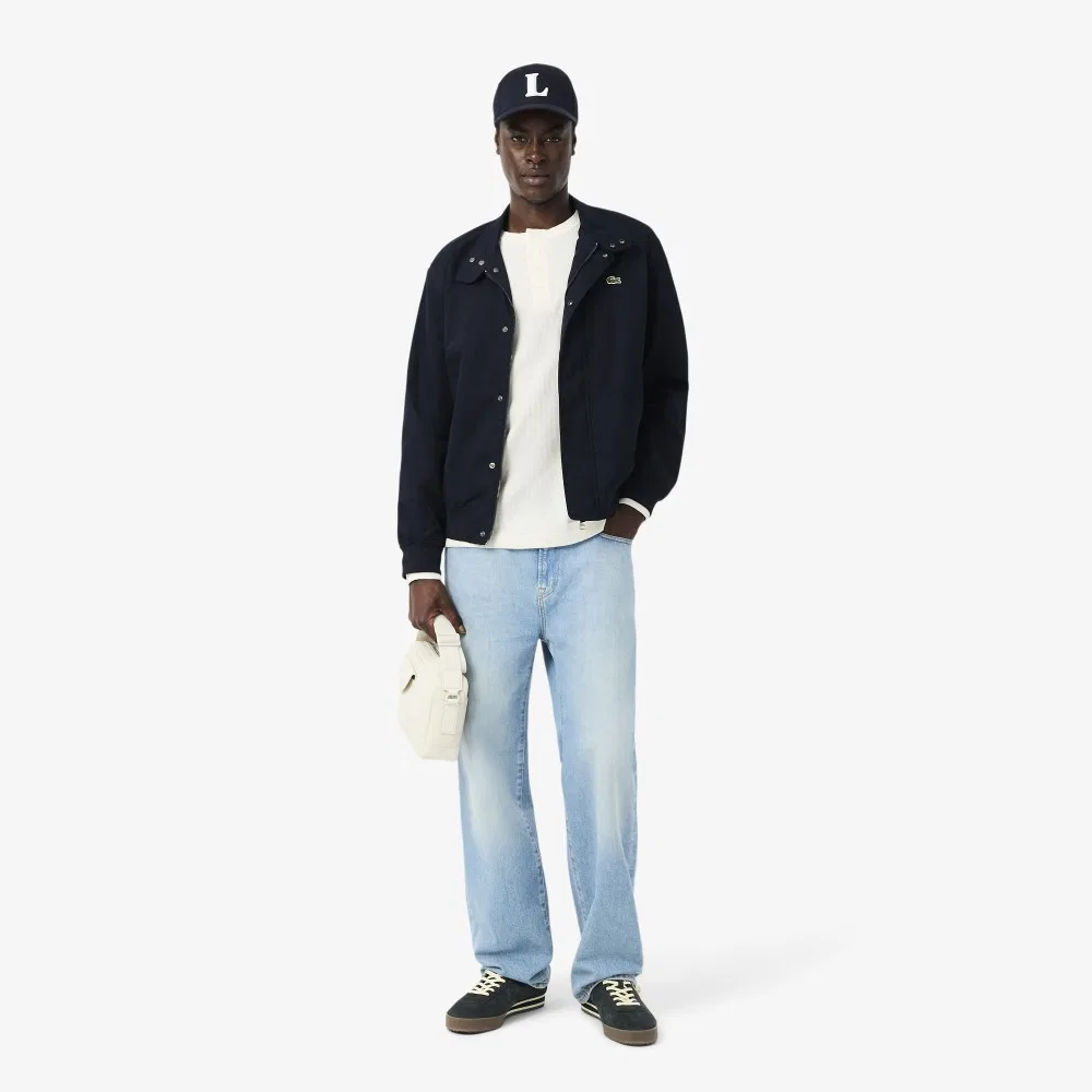 Мужская вафельная футболка с длинным рукавом Henley Neck цвета Off-White от Lacoste — фото 4