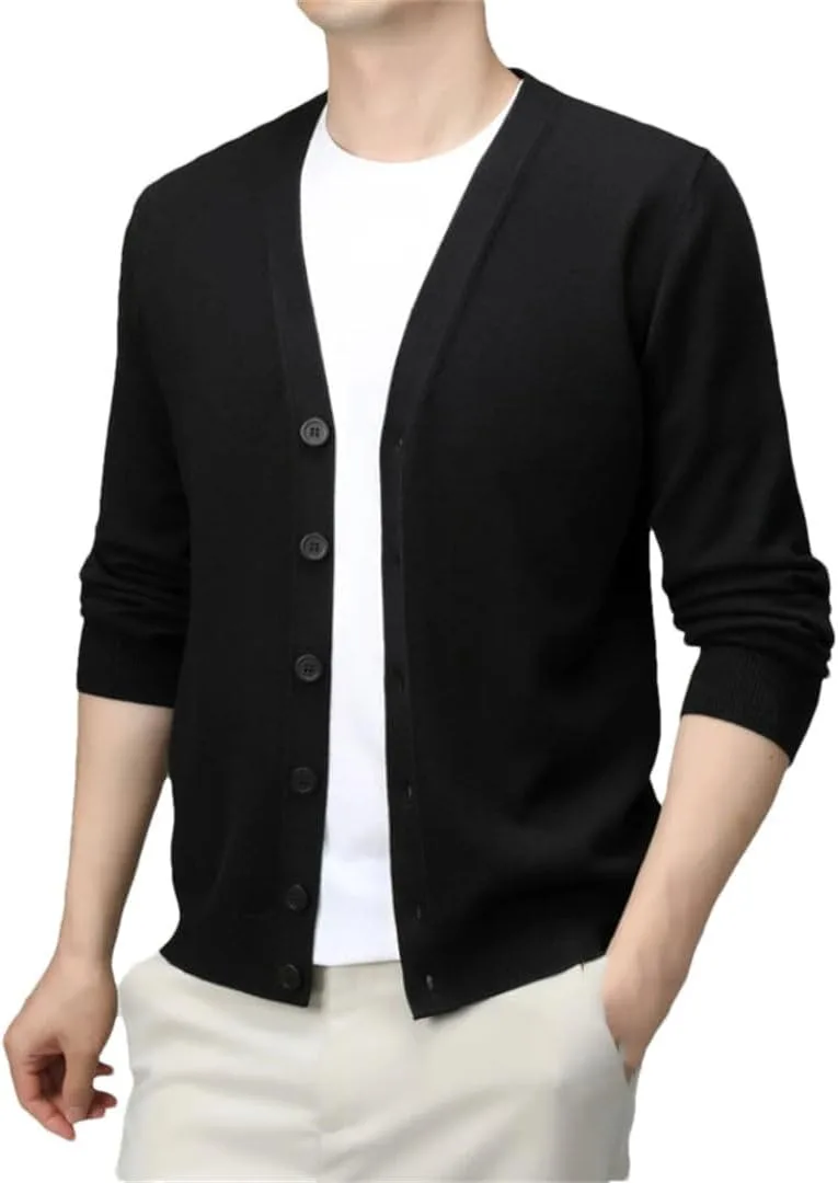 

Мужской весенний кардиган V-образного выреза однотонный