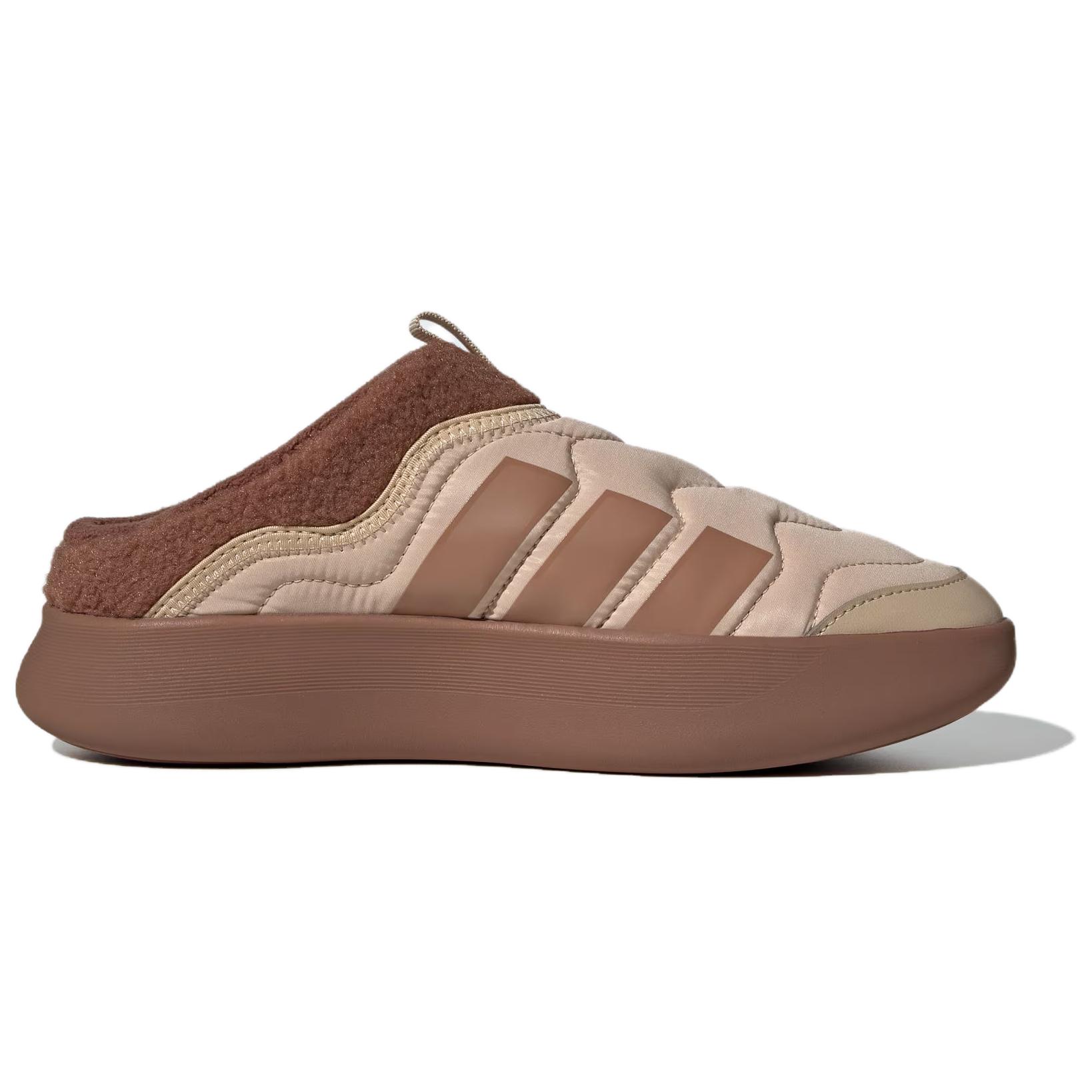 Adipuff противоскользящие износостойкие низкие повседневные кроссовки Unisex Tan Adidas, magic светло коричневый черный — фото 3