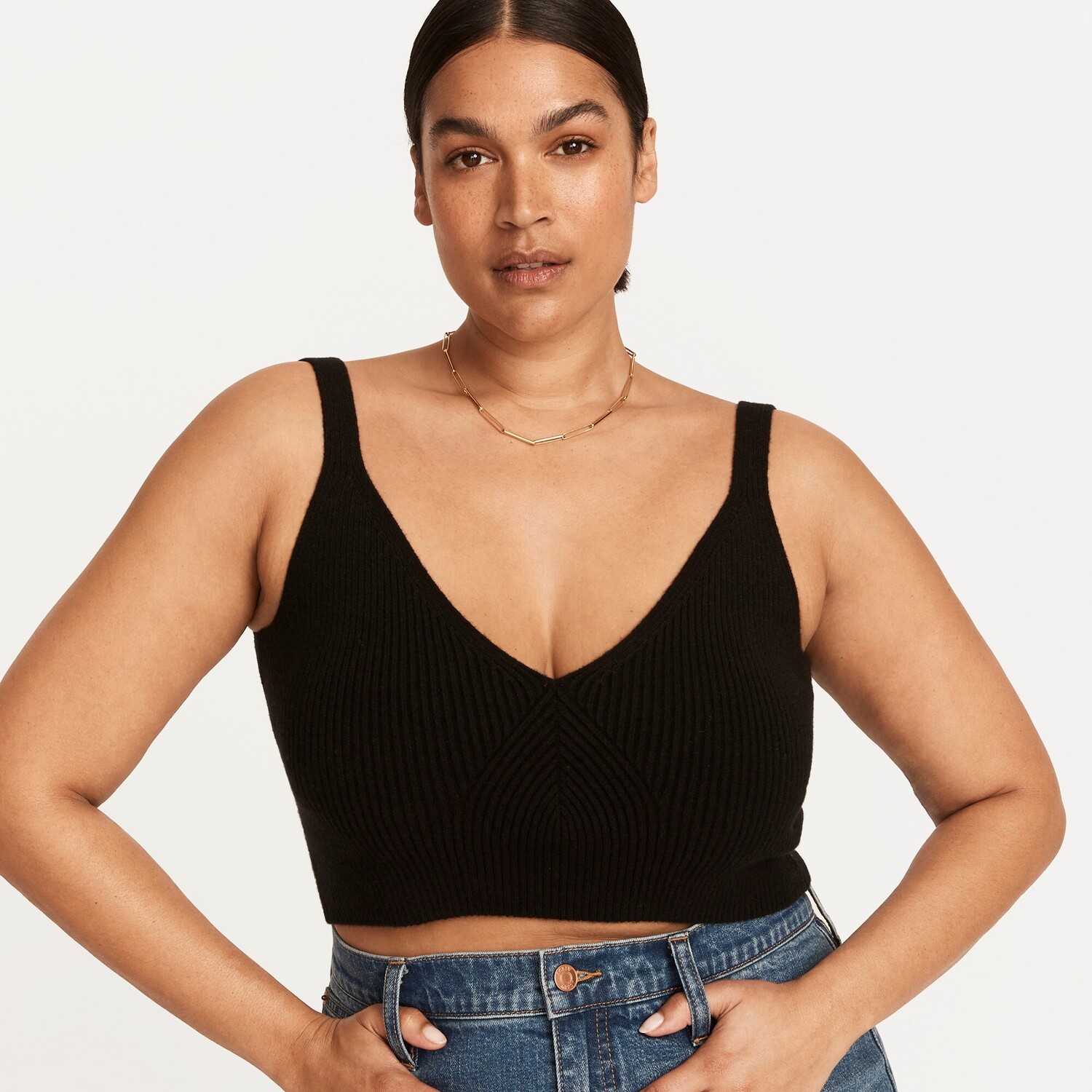 

Укороченный свитер-майка из смеси кашемира J.Crew, черный
