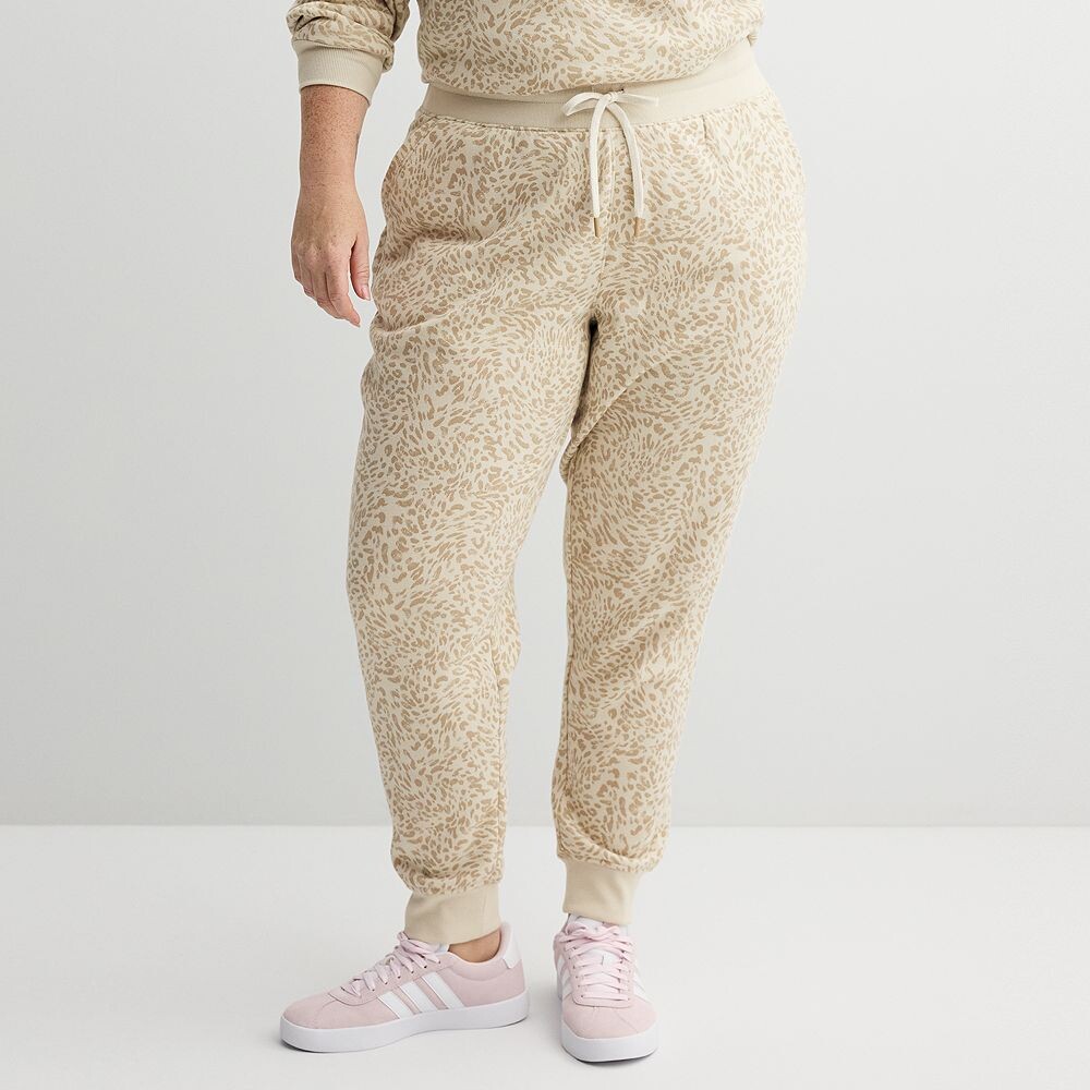 

Брюки-джоггеры из ультрамягкого флиса больших размеров Tek Gear, цвет Beige Spots