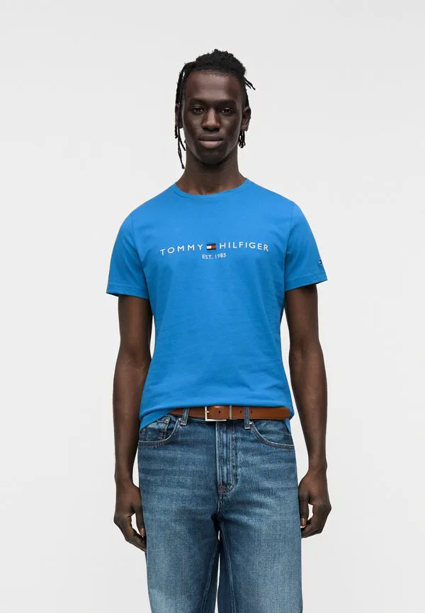 Футболка с вышитым логотипом, облегающая футболка с принтом. Tommy Hilfiger, Blue Orbit
