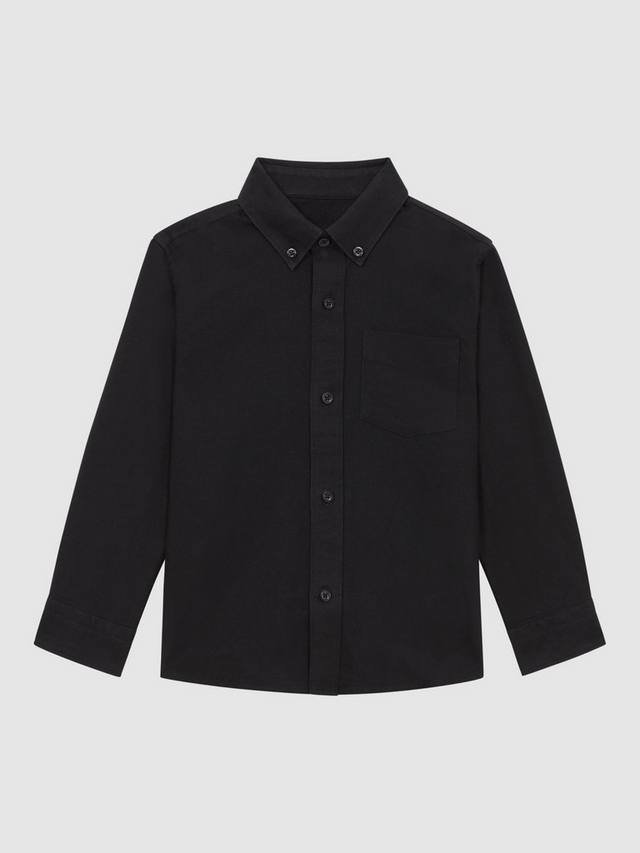 

Детская рубашка Greenwich из хлопкового оксфорда Reiss, Black