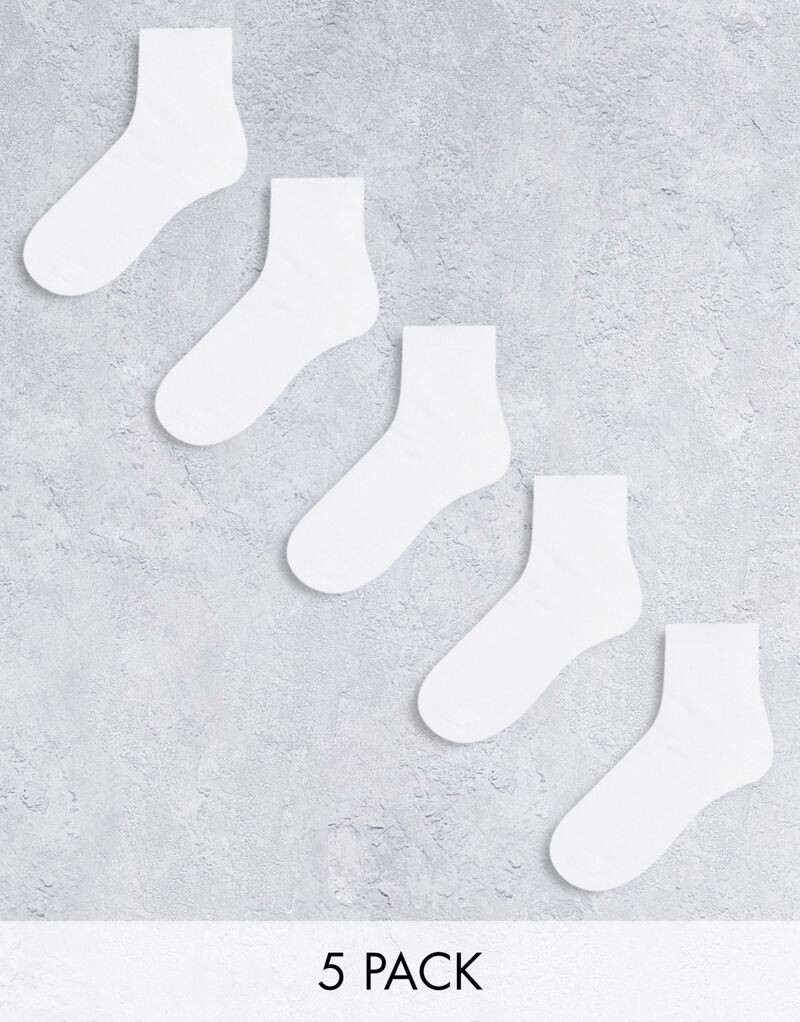 

Комплект из 5 белых носков ASOS DESIGN