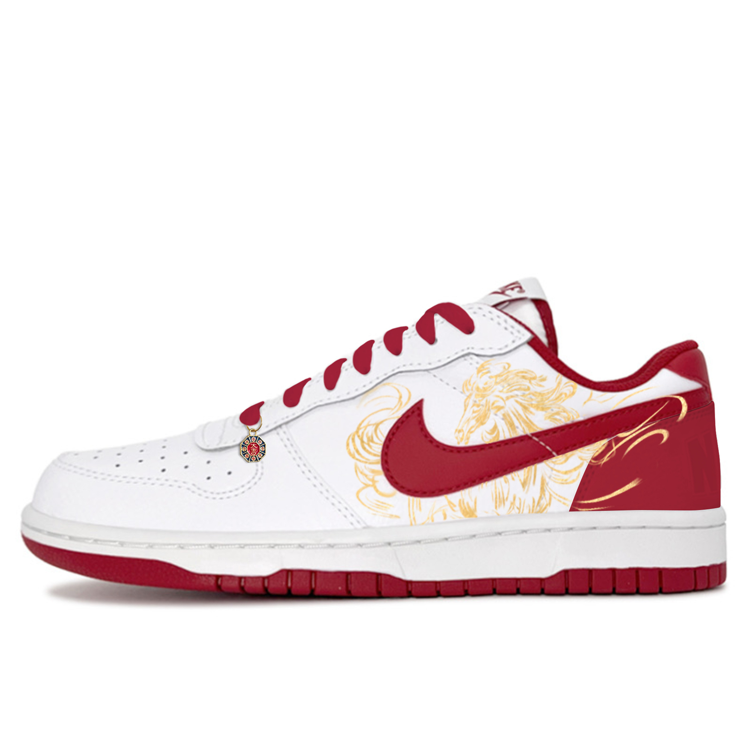 Nike Big Galloping Flame Gold Horse Coverage Abrasion Resistant Low top Skateboard Shoes Men's Gold Red — фото 3