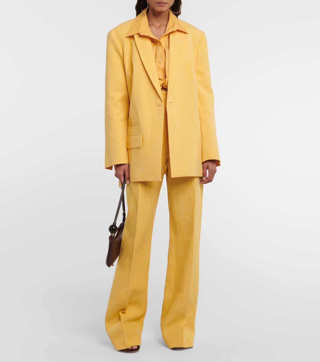 Блейзер La Veste Tibau из смесового льна Jacquemus, желтый — фото 2