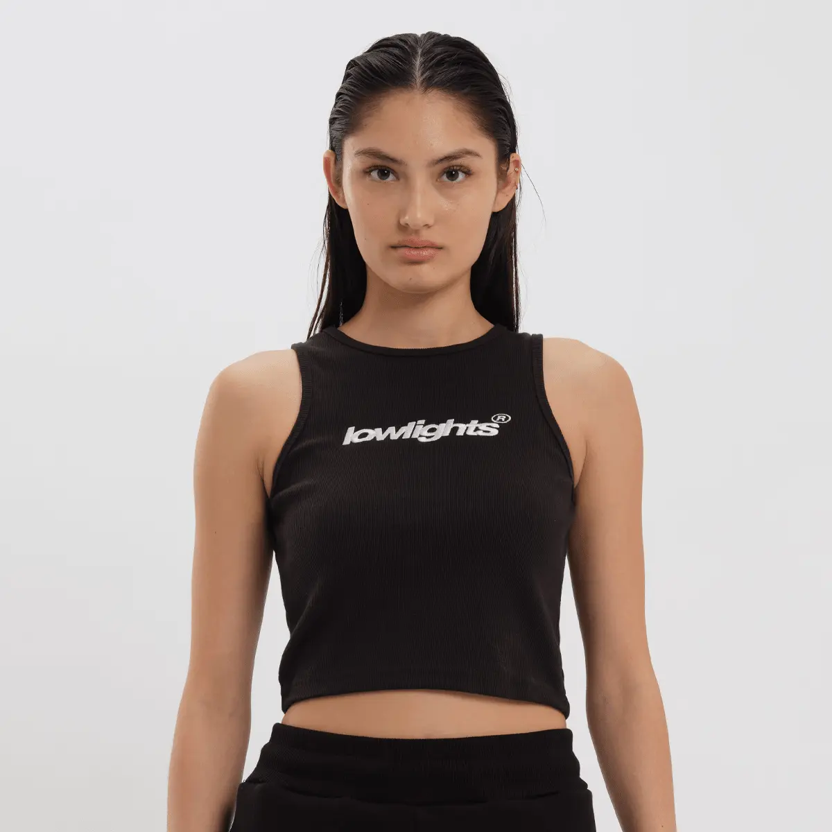 

Топ Low Lights Studios Basic Crop Top, черно-белый
