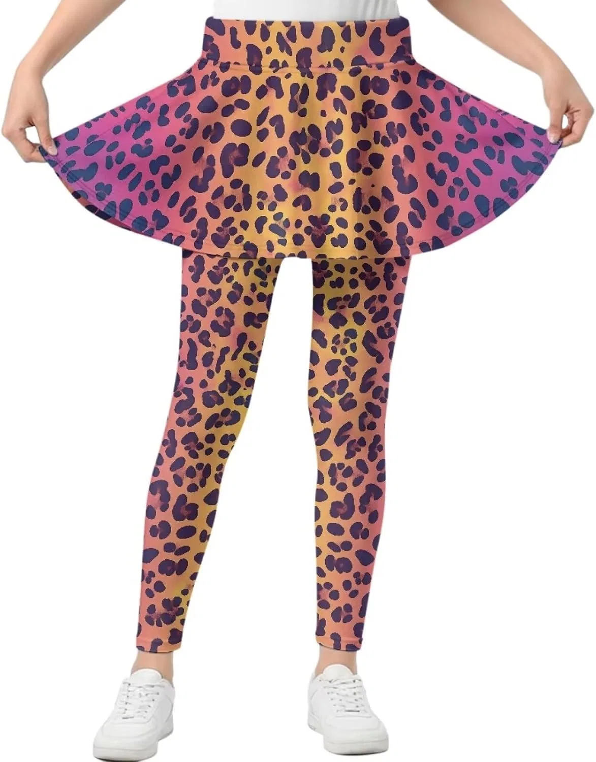 Леггинсы с юбкой для девочек, Yatixapu, Leopard Print
