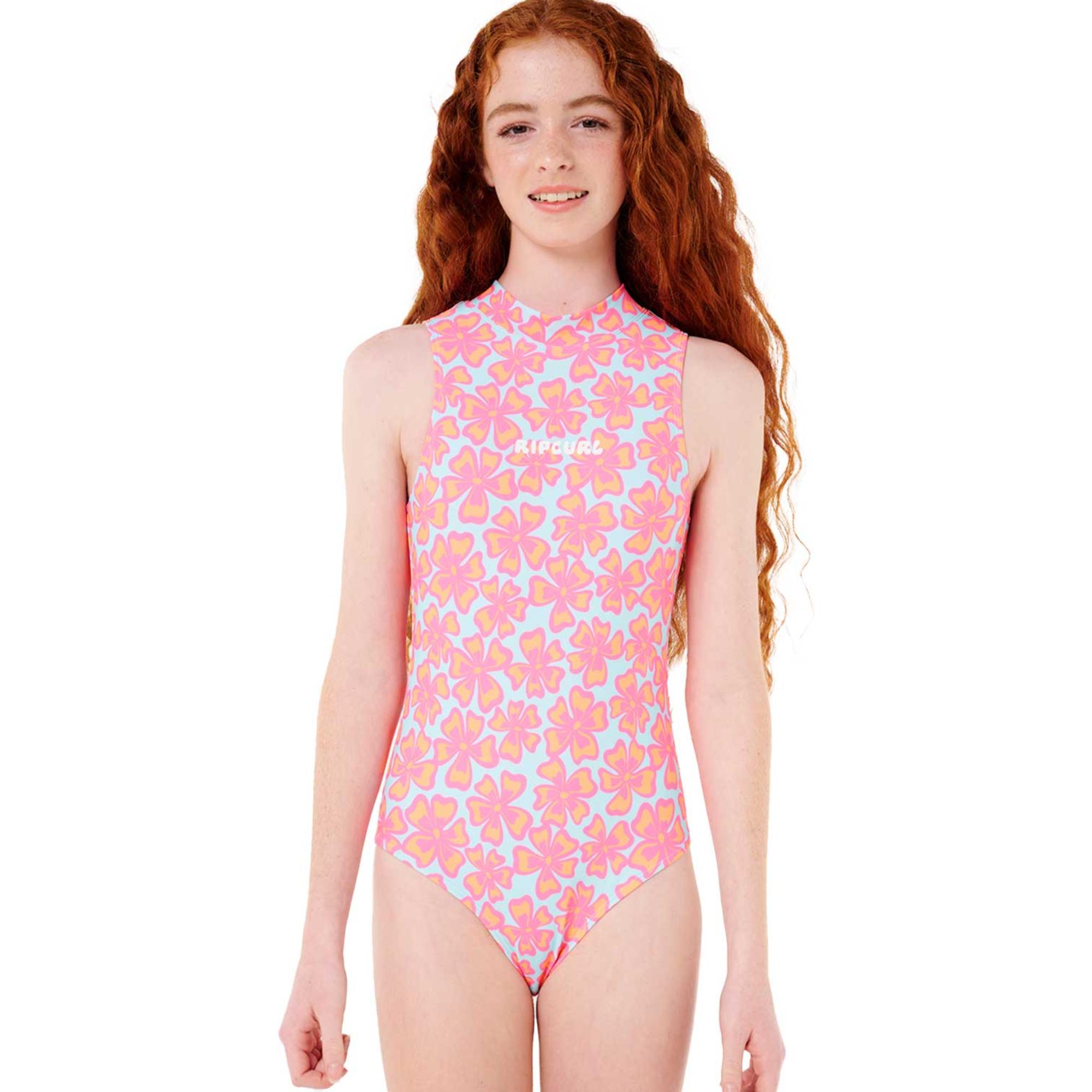Детский слитный купальник Neon Isles с цветочным принтом Rip Curl, Aqua — фото 4