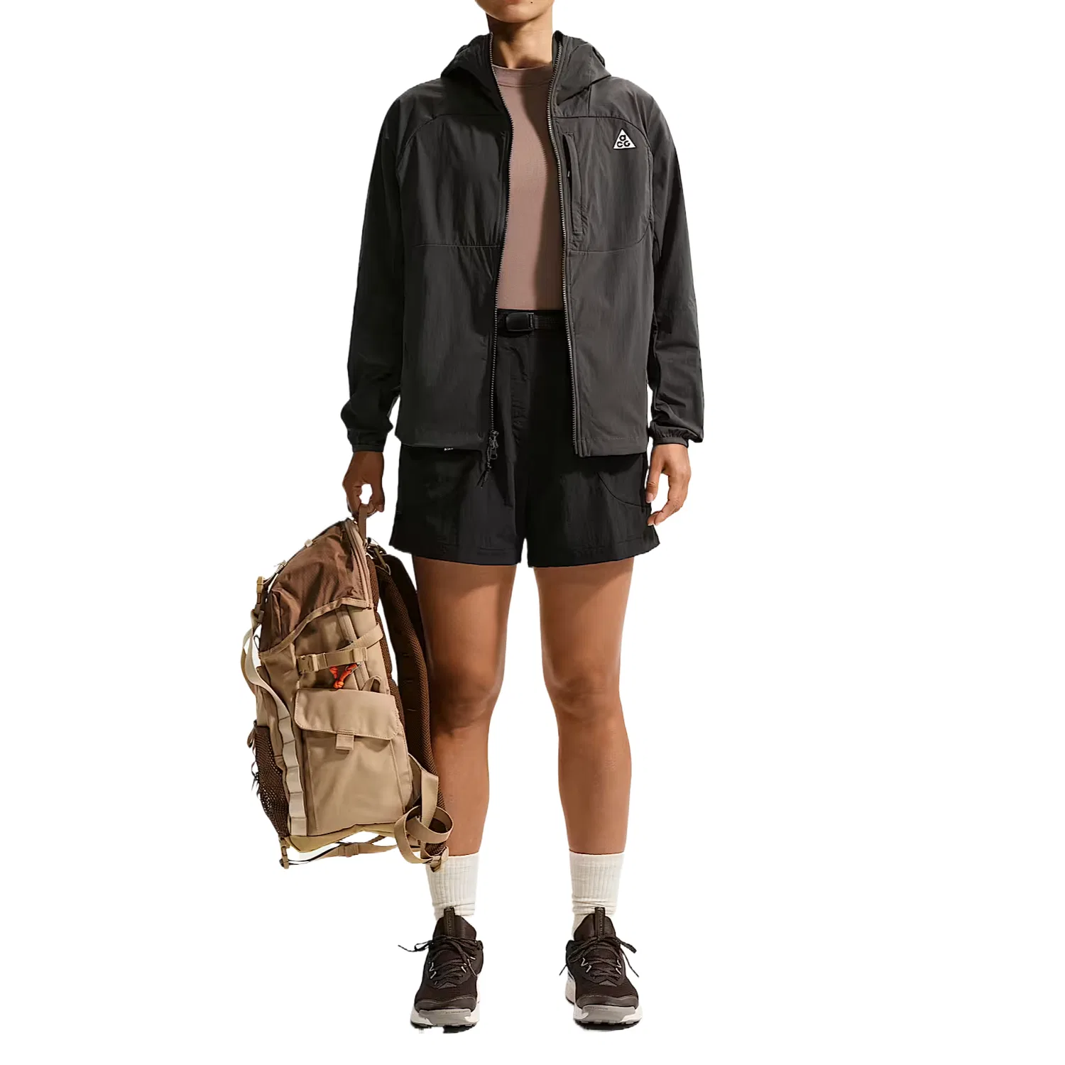 Куртка женская Charcoal Gray/Peak White с капюшоном Nike, Charcoal Gray/Charcoal Gray/Peak White