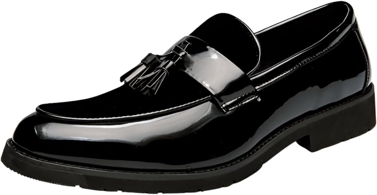 

Мужские лоферы Santimon из лакированной кожи с кисточками, мокасины на шнуровке, повседневная и деловая обувь, черный