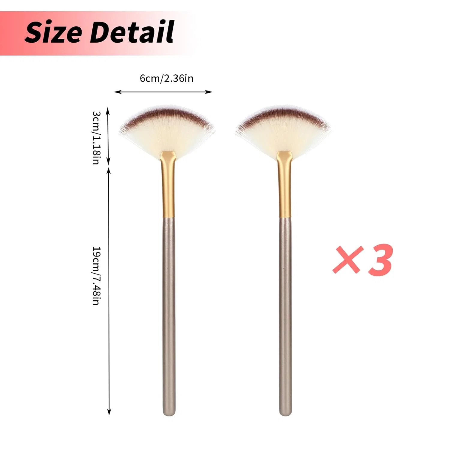 Набор из 3 веерных кистей Amaxiu для масок Amaxiu, 3Pcs Wood — фото 4