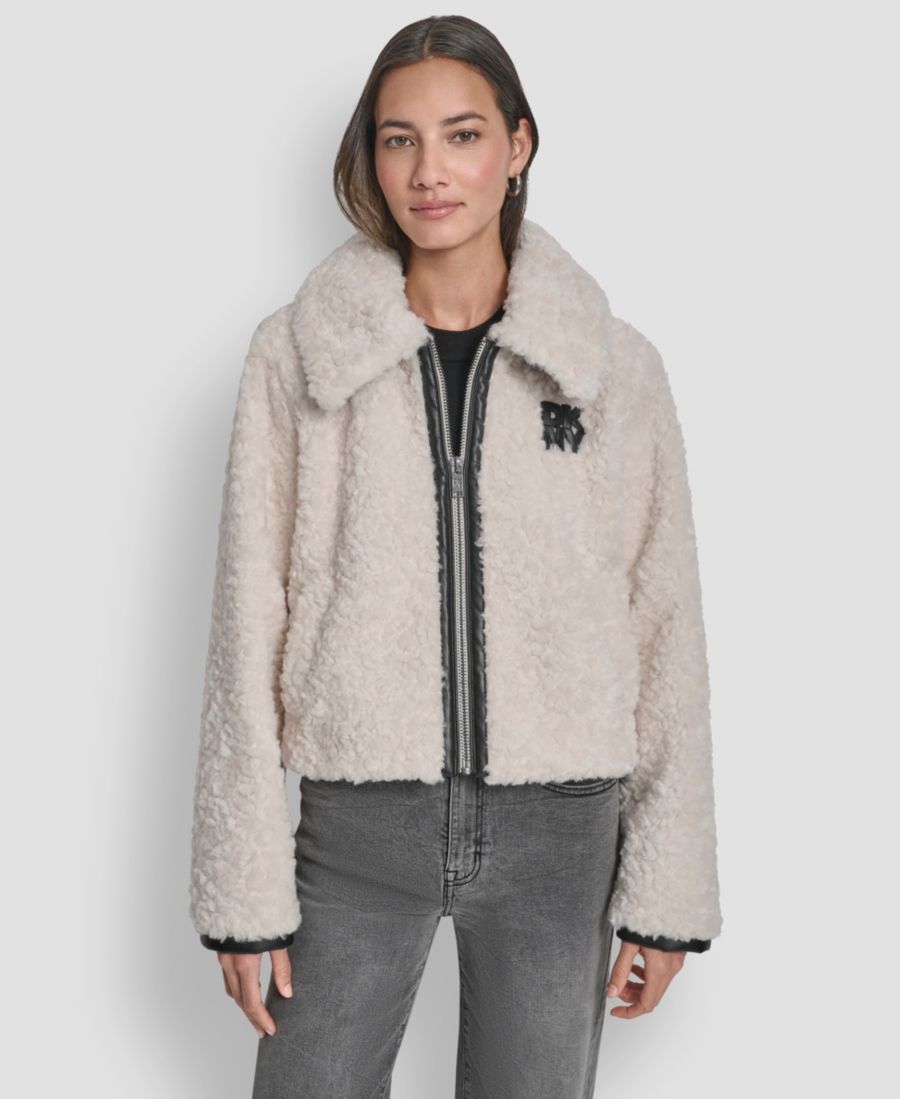 

Женская куртка с воротником и застежкой-молнией DKNY, Blonde