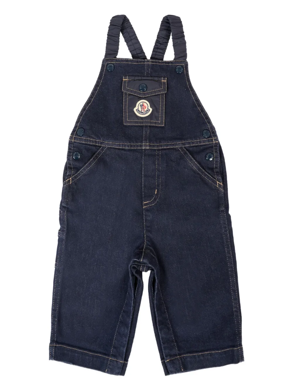 

Джинсовый комбинезон с перекрестными лямками Moncler Enfant, синий