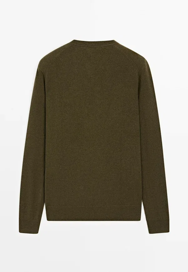 Свитер из кашемира Ribbed Knit Sweater Massimo Dutti, темно-зеленый — фото 2