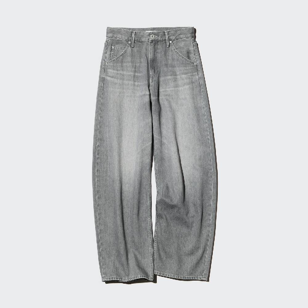 Джинсы Uniqlo Baggy Curved Short length Unisex, 04 серый