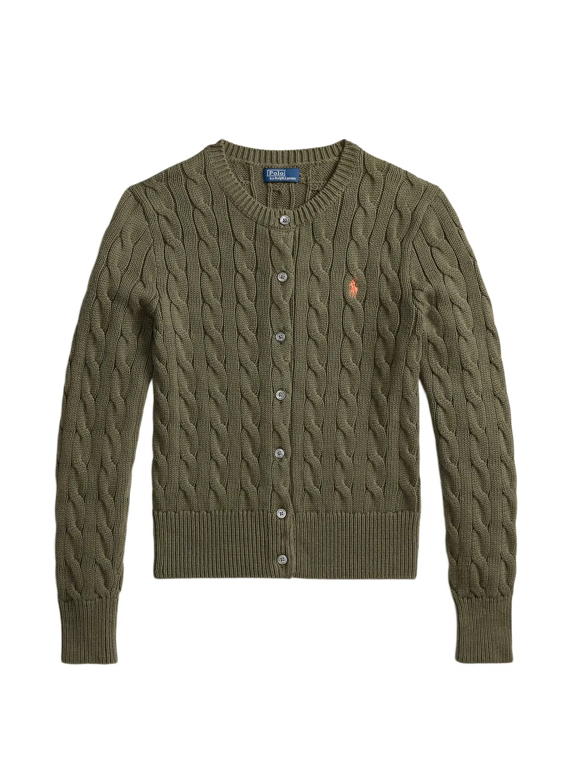 Кардиган из хлопка фактурной вязки Polo Ralph Lauren, зеленый
