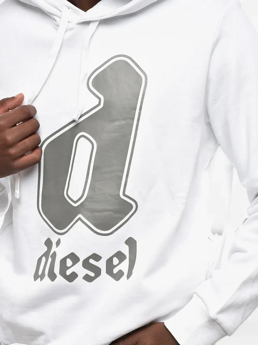 Худи с капюшоном на шнурке, с логотипом Diesel, белый — фото 4