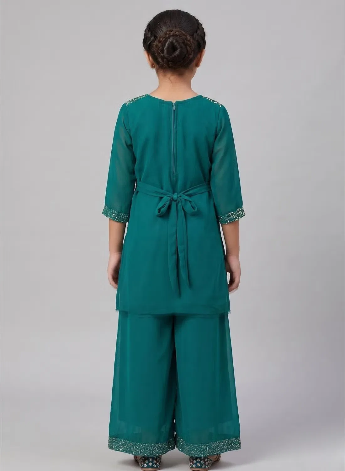 Комплект курта шарара с дупаттой Girls Kurta Sharara Babyqlo, бирюзовый — фото 2
